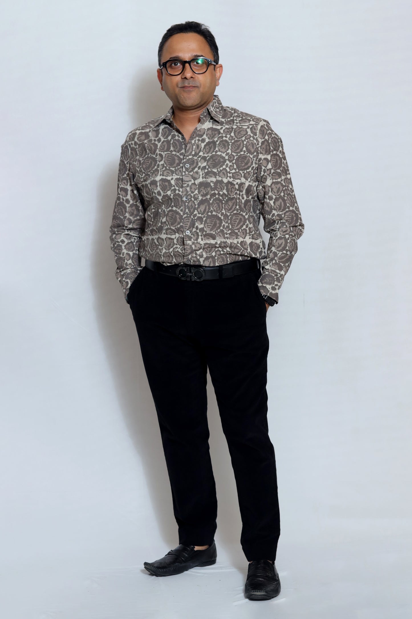 GREY BLOCK PRINTED SHIRT