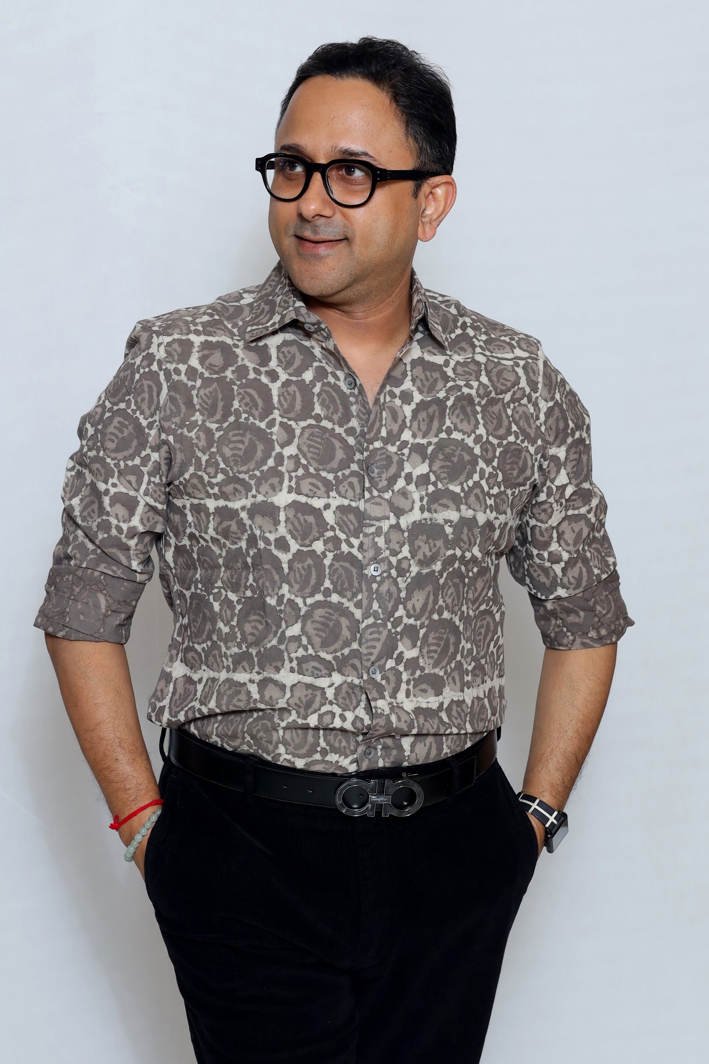 GREY BLOCK PRINTED SHIRT