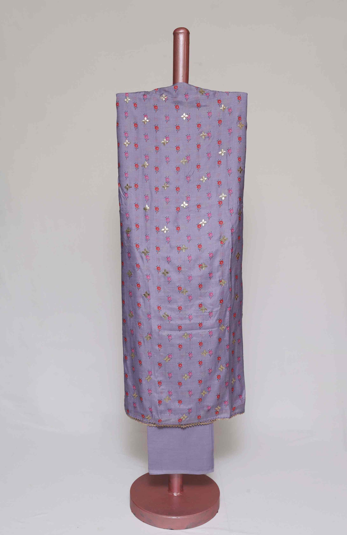 LAVENDER PRINTED MODAL SILK UNSTITCHED SUIT SET