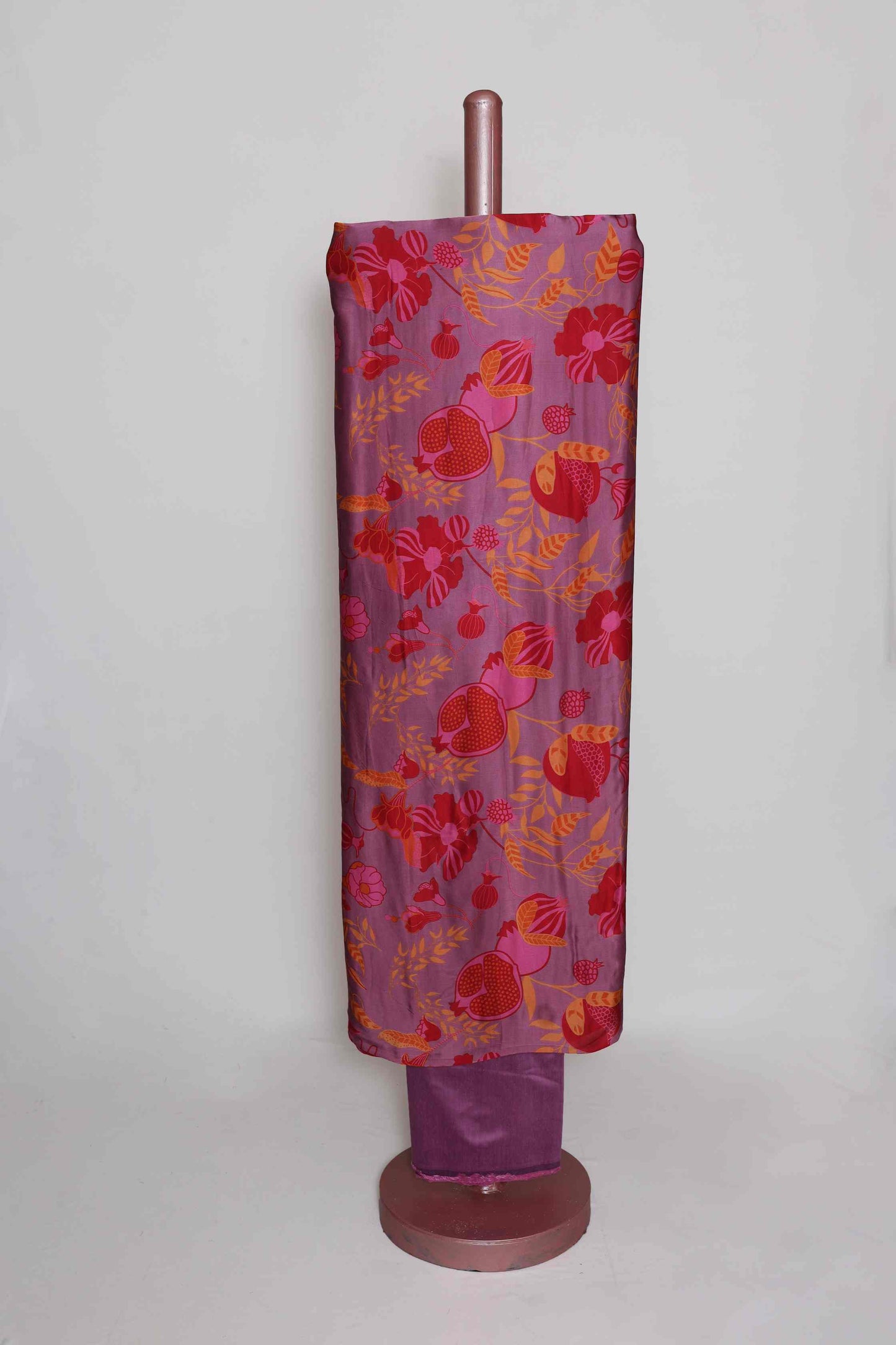 MAGENTA MODAL SILK PRINTED UNSTITCHED SUIT SET