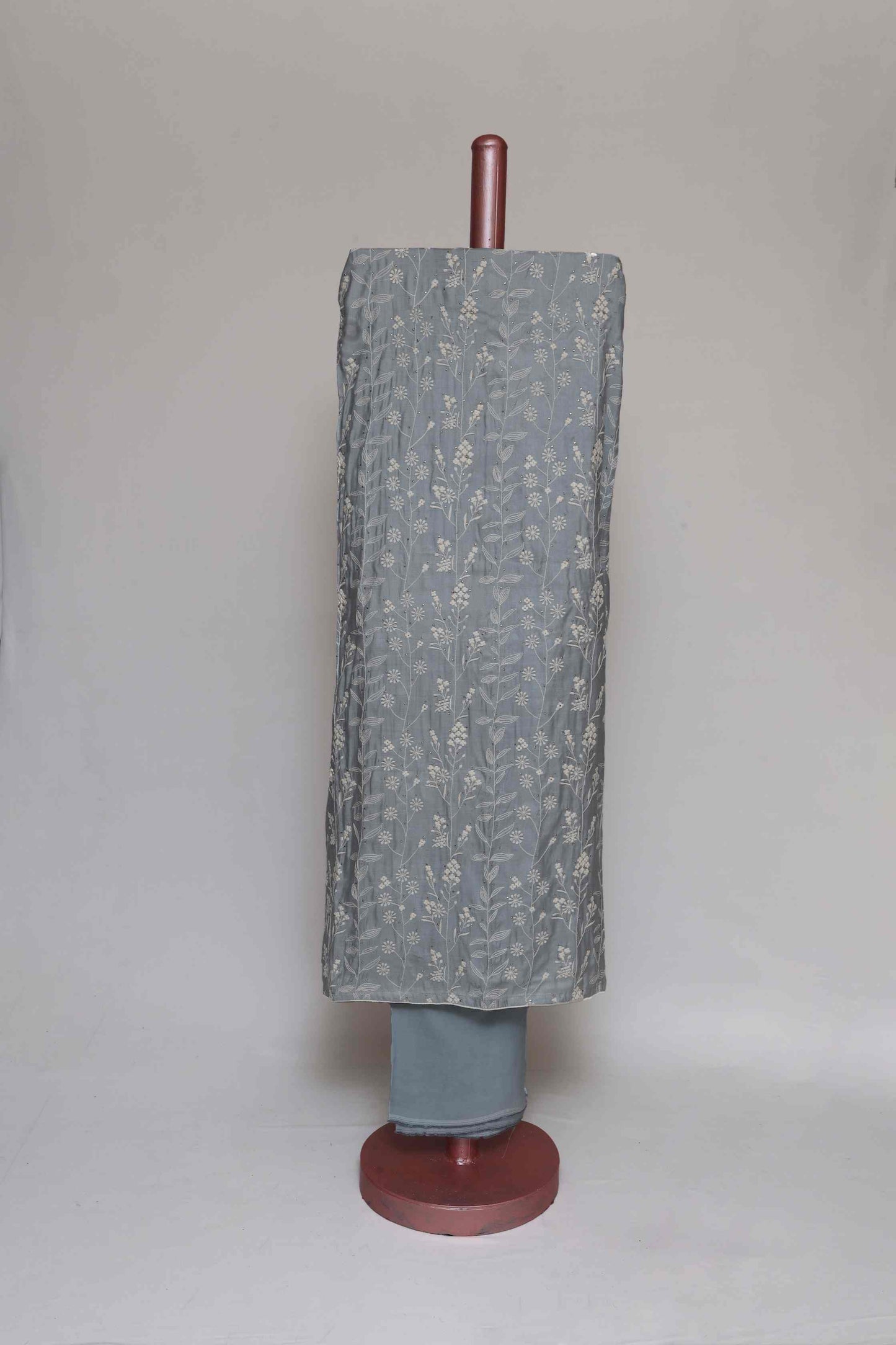 PASTEL BLUE TUSSAR SILK EMBROIDERED UNSTITCHED SUIT SET