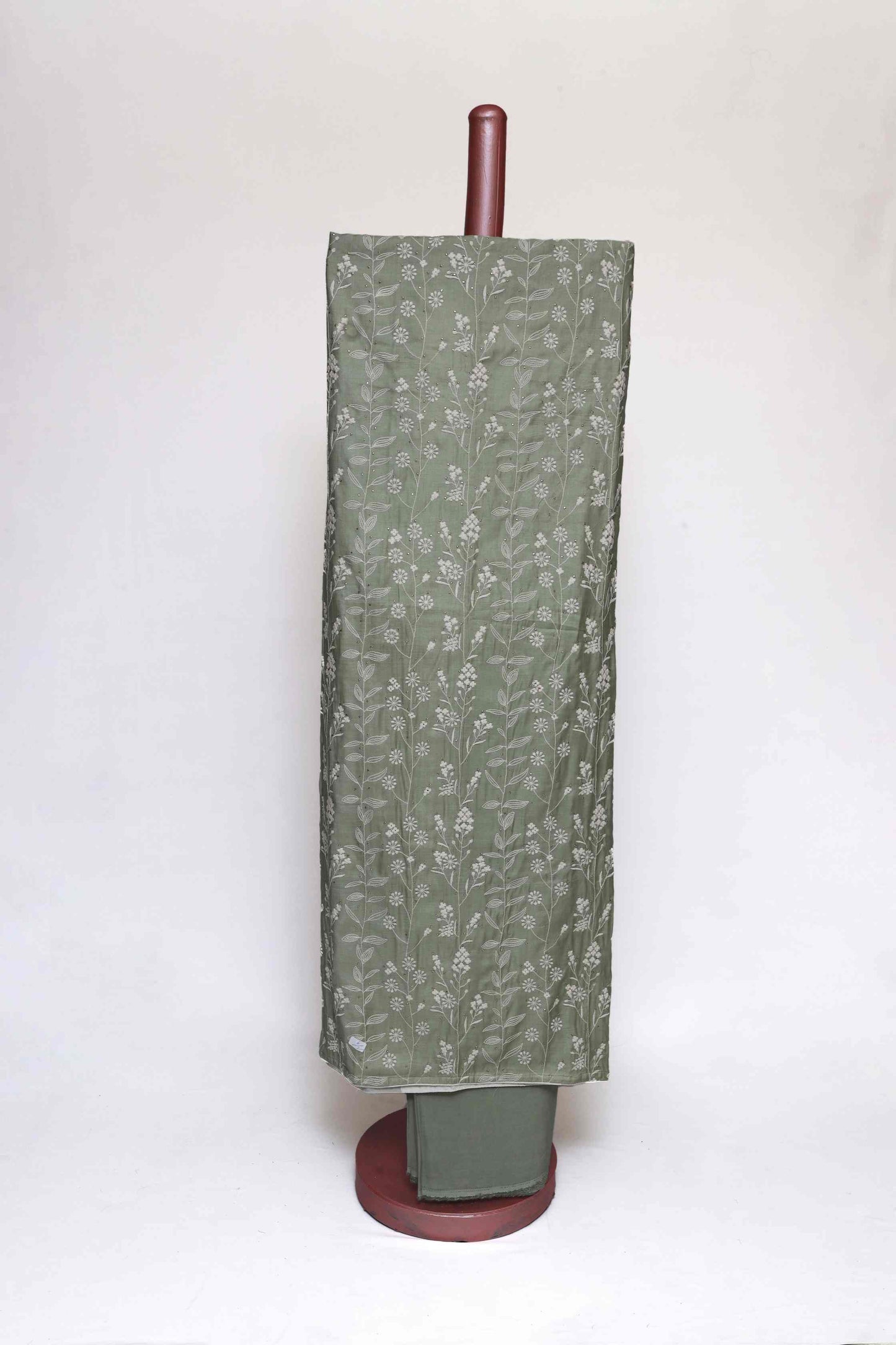 PASTEL GREEN TUSSAR SILK EMBROIDERED UNSTITCHED SUIT SET