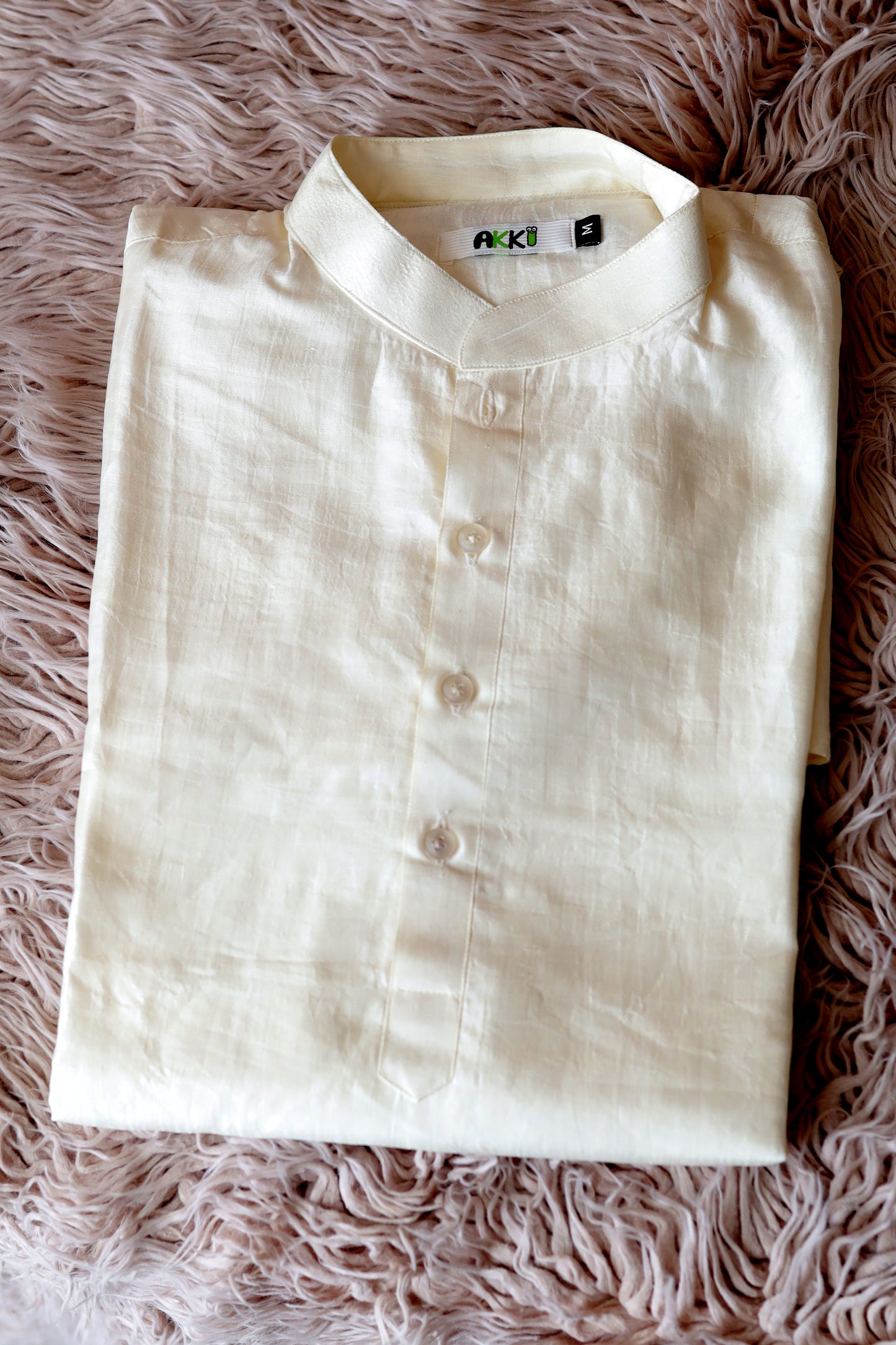 WHITE COTTON SILK MEN'S KURTA