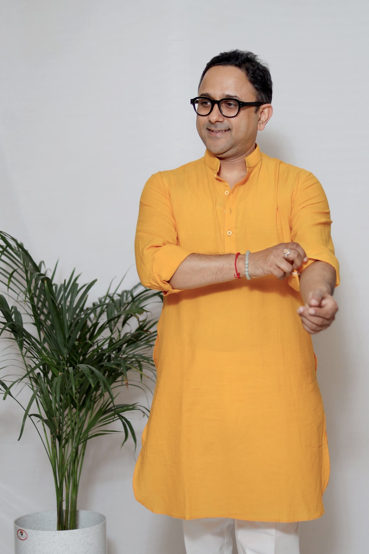 YELLOW MUL COTTON MEN'S KURTA