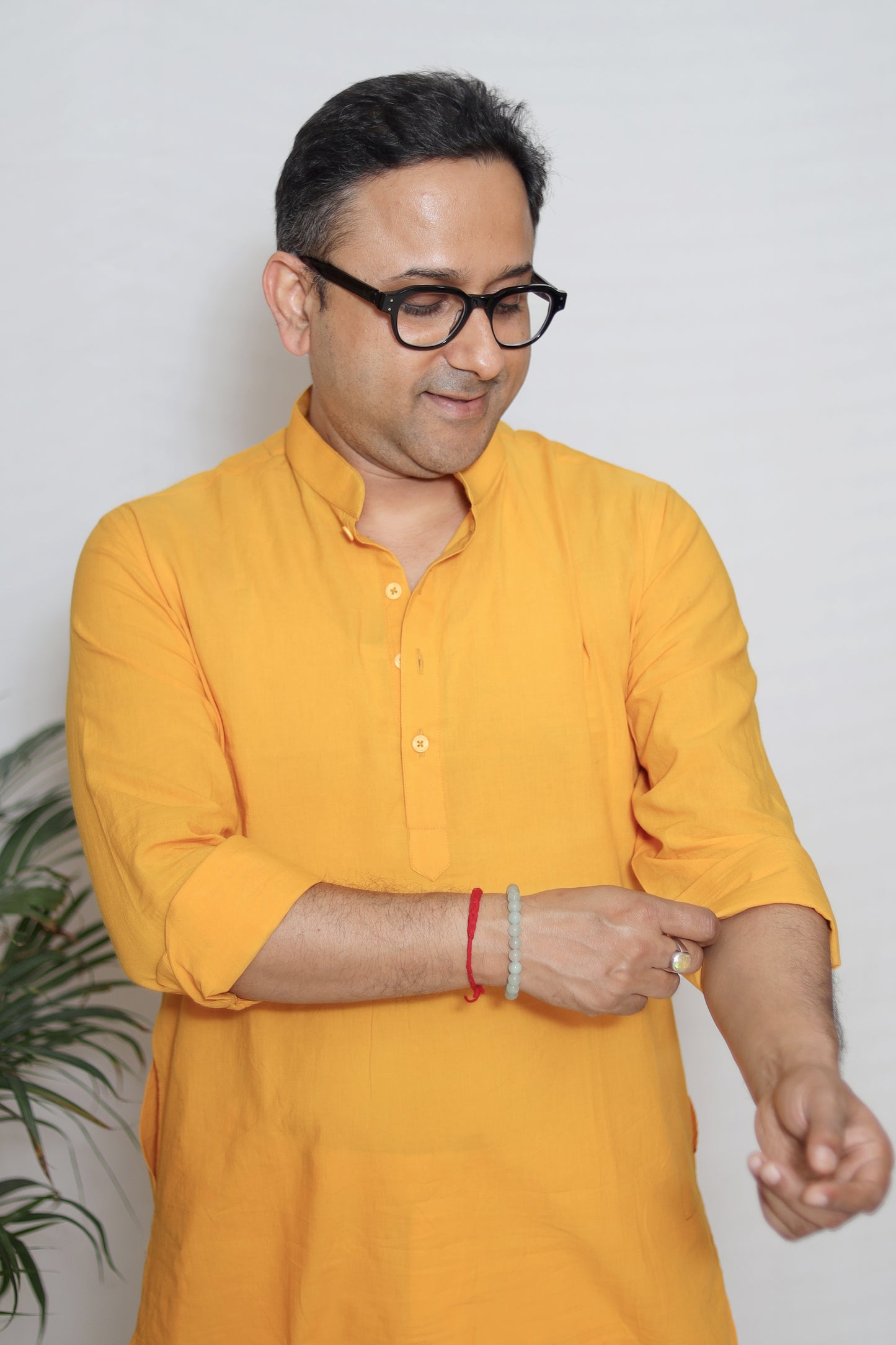 YELLOW MUL COTTON MEN'S KURTA