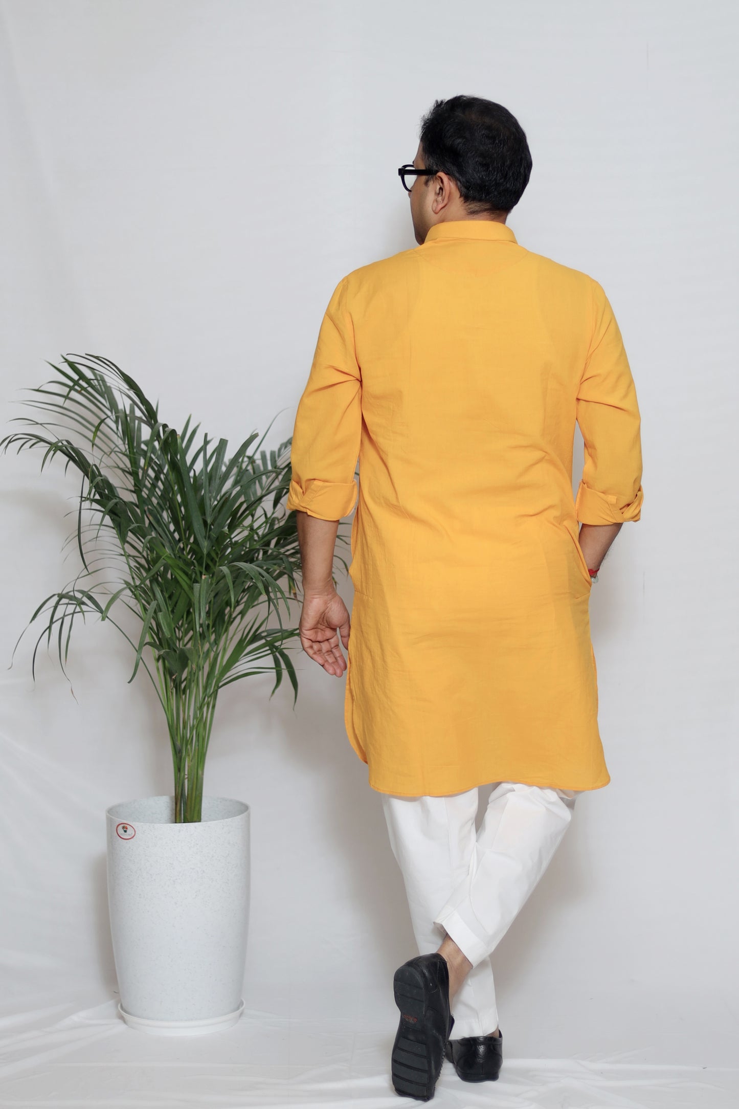 YELLOW MUL COTTON MEN'S KURTA