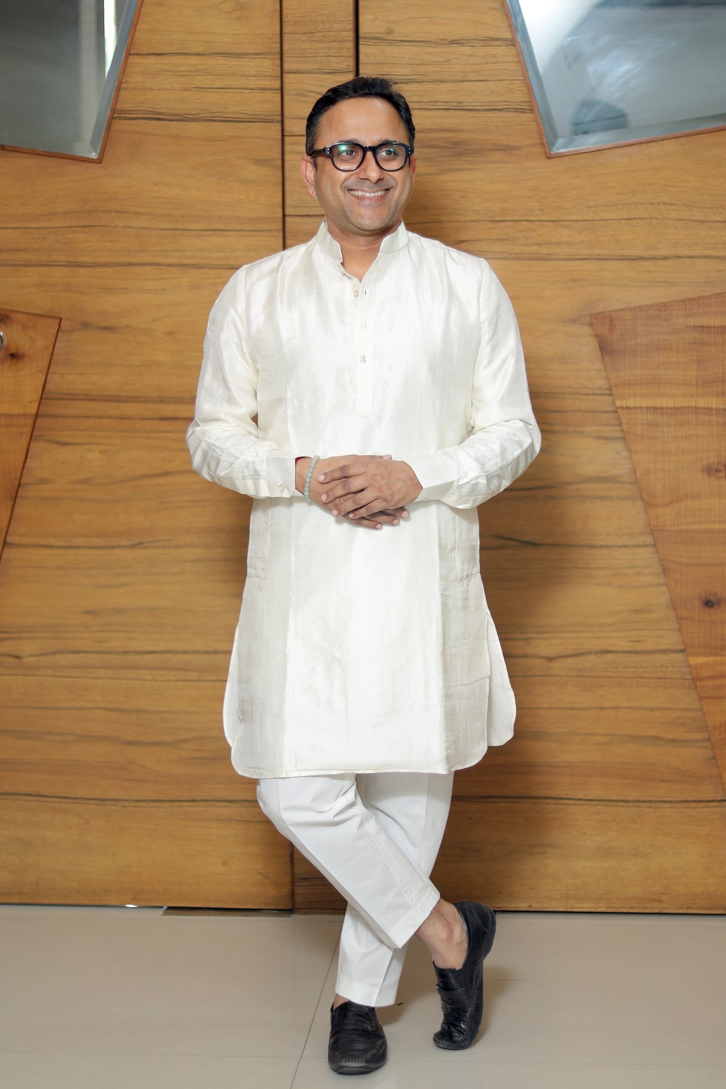 WHITE COTTON SILK MEN'S KURTA