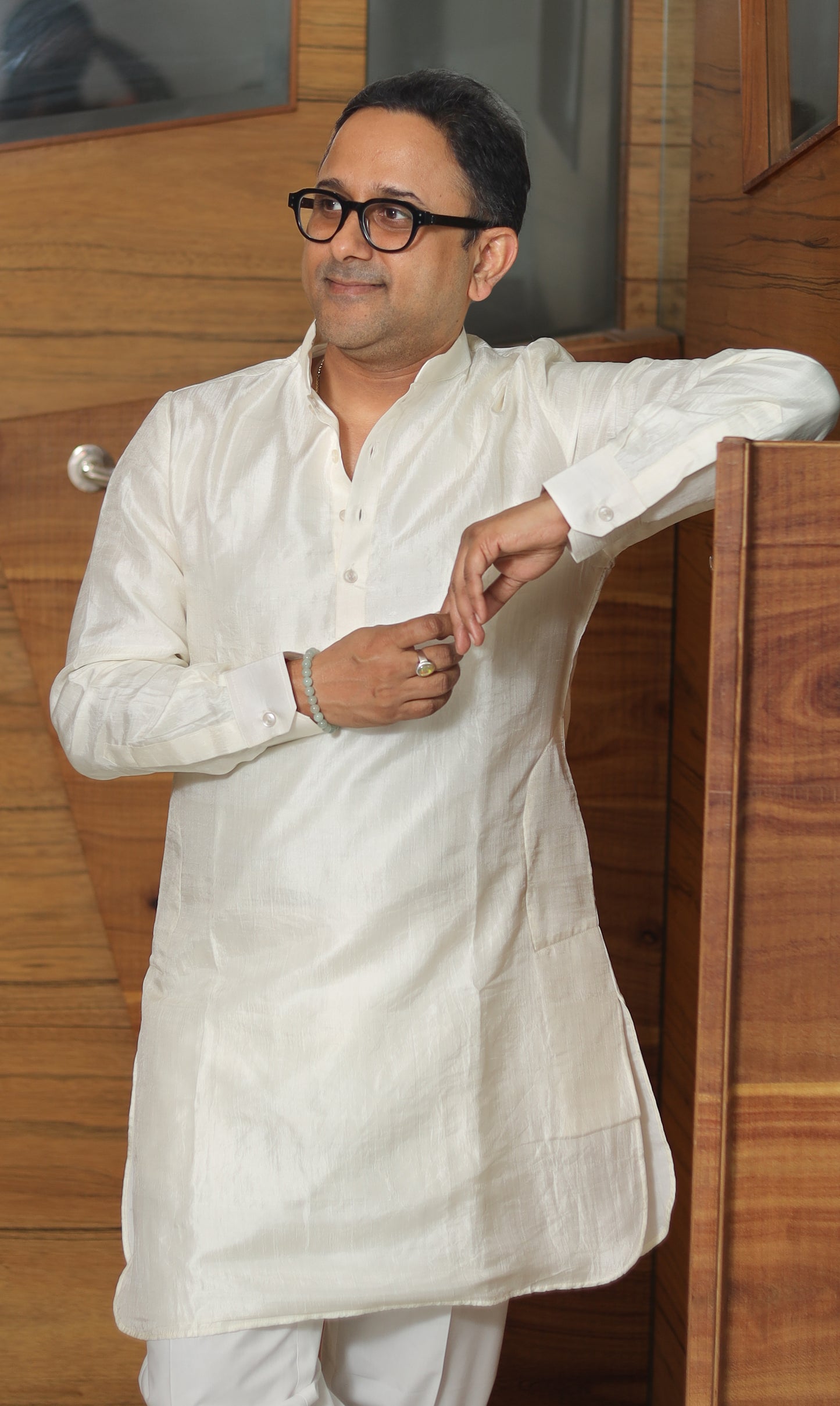 WHITE COTTON SILK MEN'S KURTA