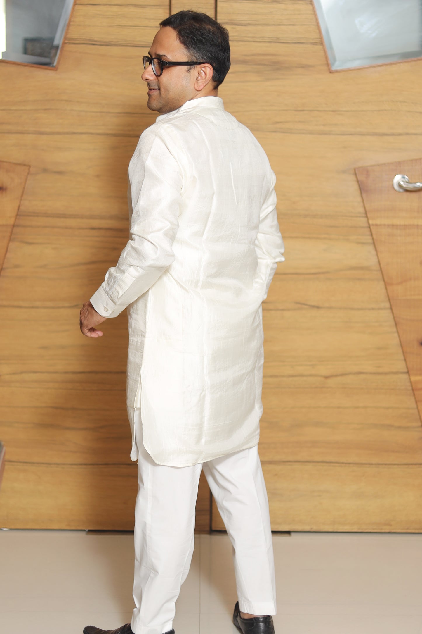 WHITE COTTON SILK MEN'S KURTA