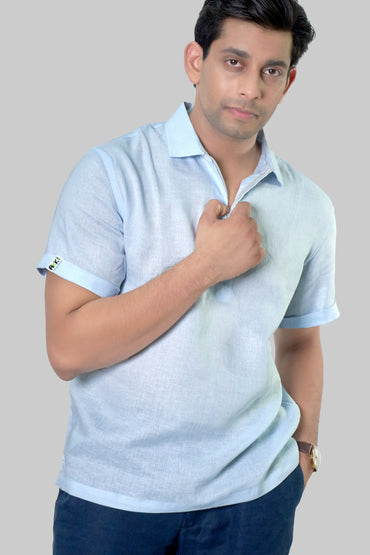 SKY BLUE CLASSIC WOVEN POLO