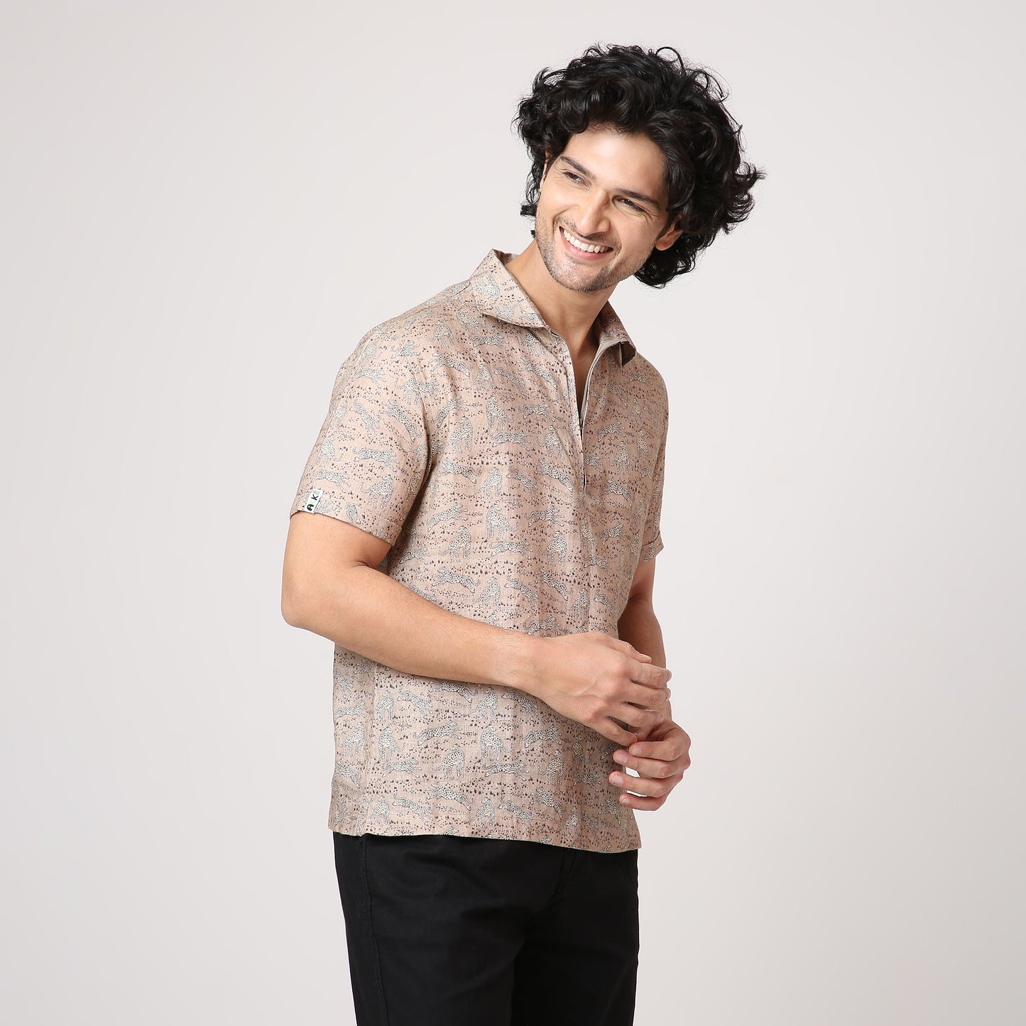 LEAPORD BEIGE WOVEN POLO