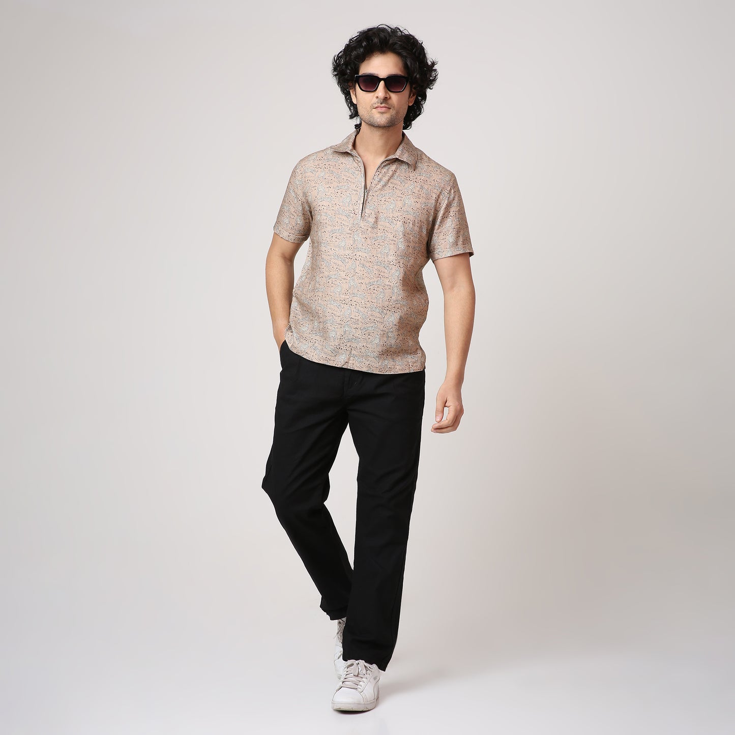 LEAPORD BEIGE WOVEN POLO