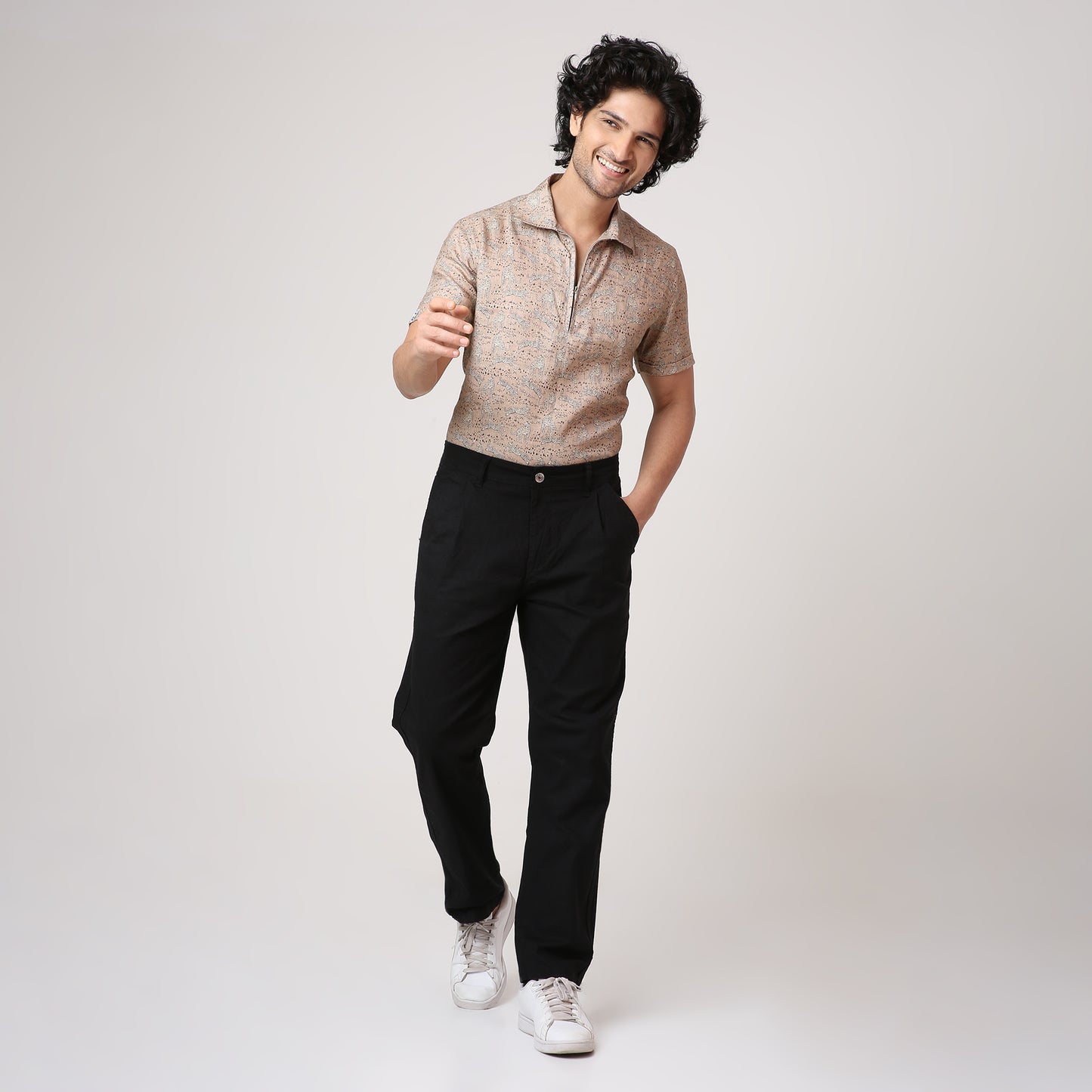 LEAPORD BEIGE WOVEN POLO
