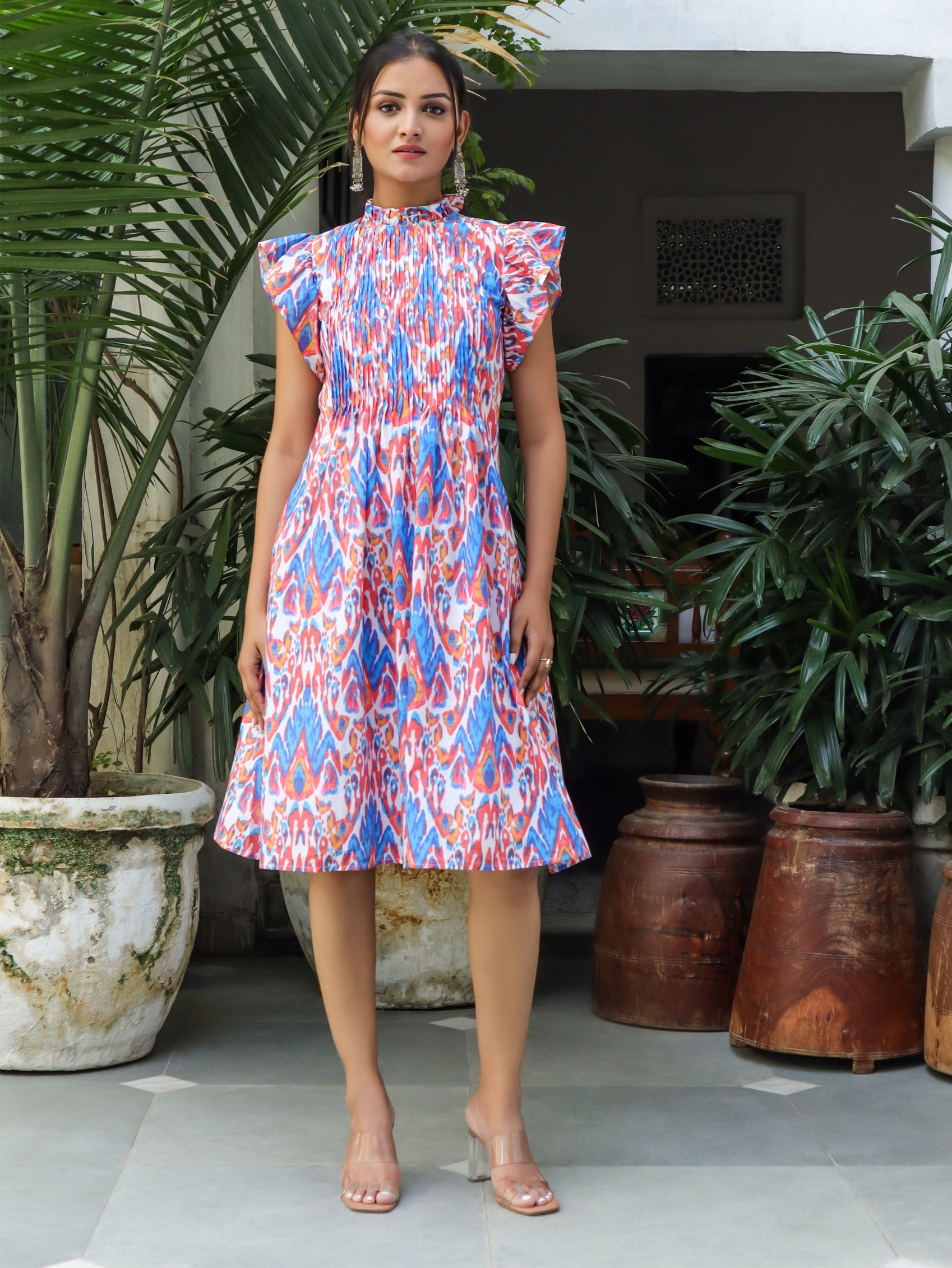 Knee Length Ikkat Frocks JOLENE IKKAT DRESS The Indian Trunk Knee Length Ikkat Frocks JOLENE IKKAT DRESS The Indian Trunk