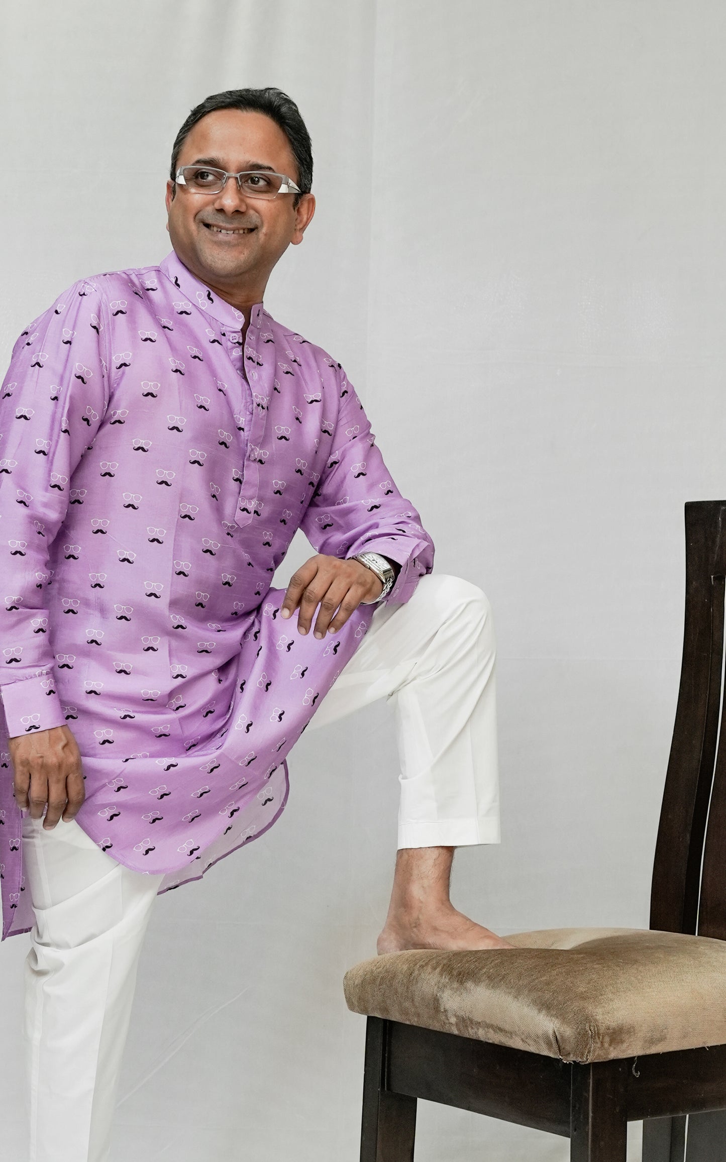 GROUCHO GLASS PRINTED MEN'S KURTS