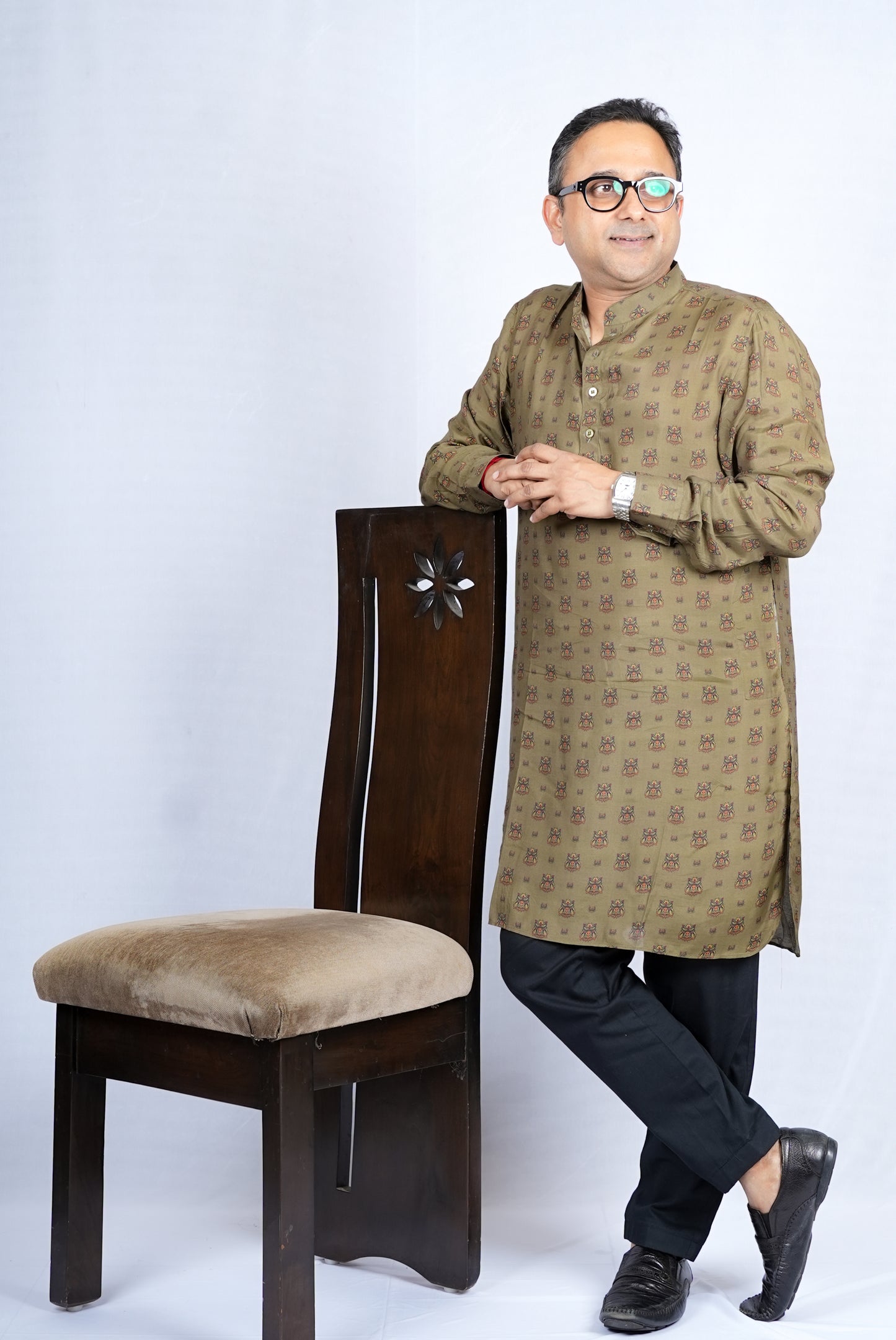 OWL PRINTED MEN'S KURTA