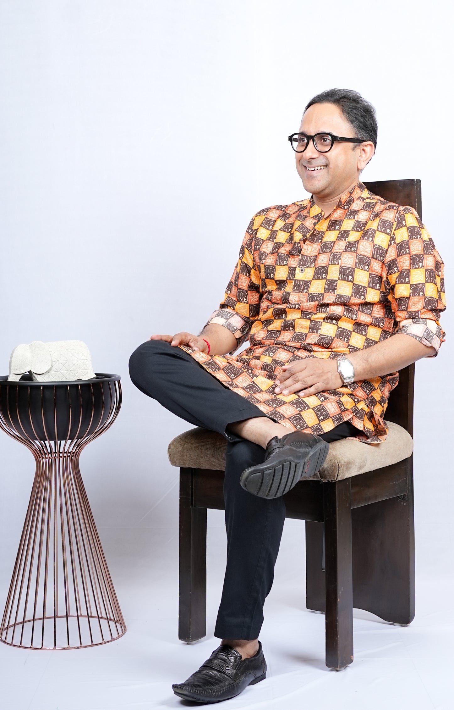ELEPHANT PRINT TRADITIONAL MEN'S KURTA
