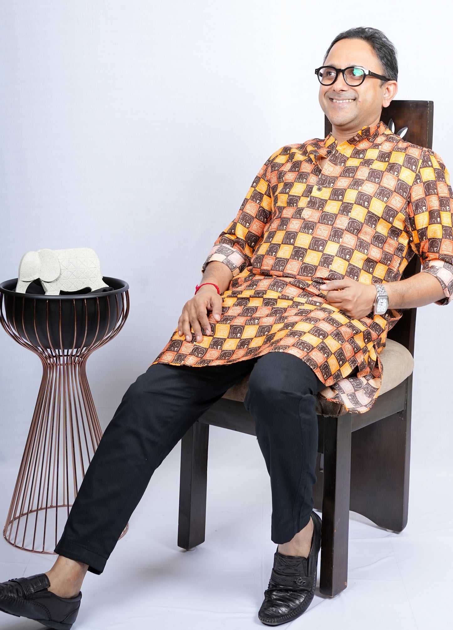 ELEPHANT PRINT TRADITIONAL MEN'S KURTA