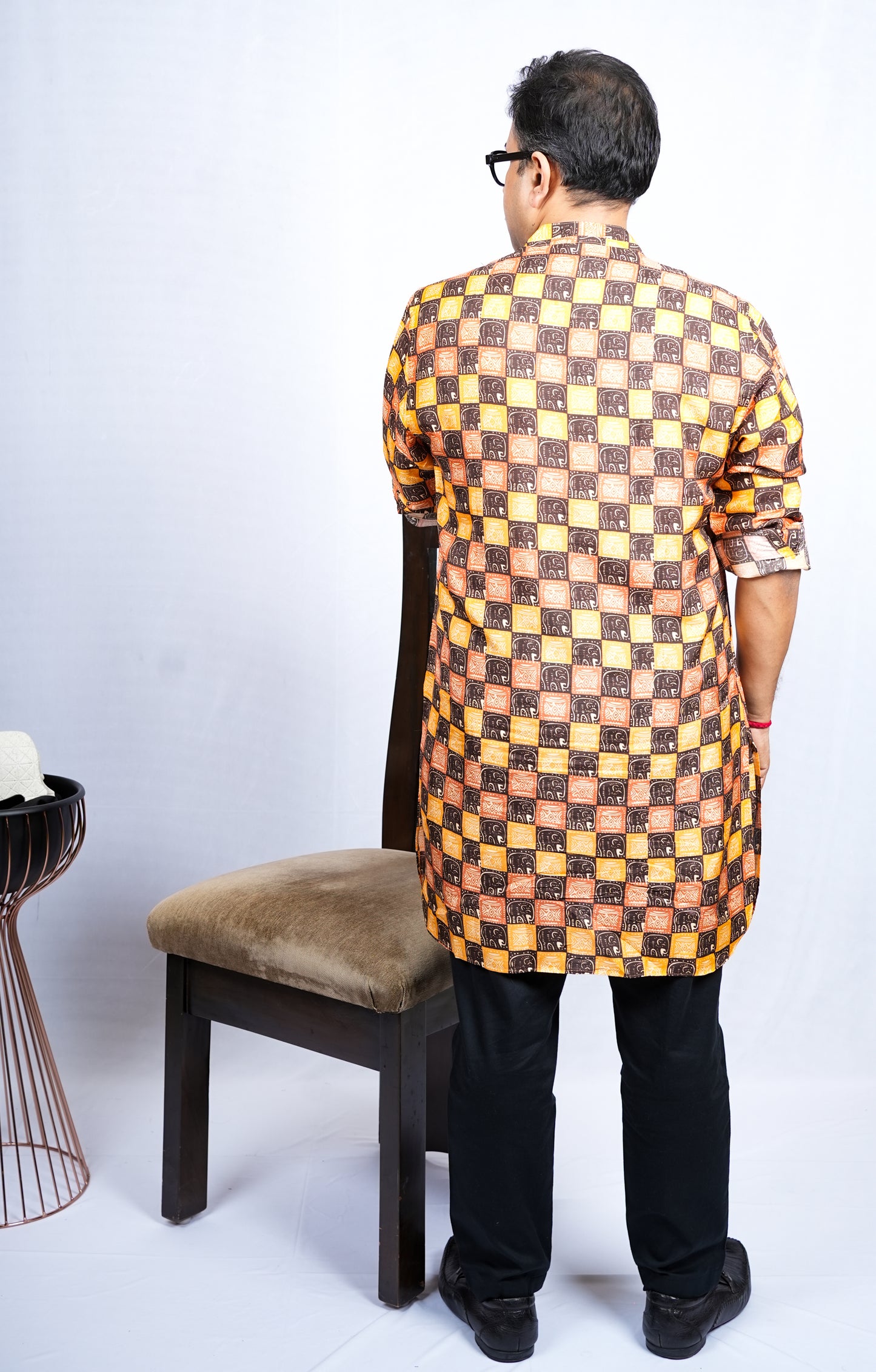 ELEPHANT PRINT TRADITIONAL MEN'S KURTA