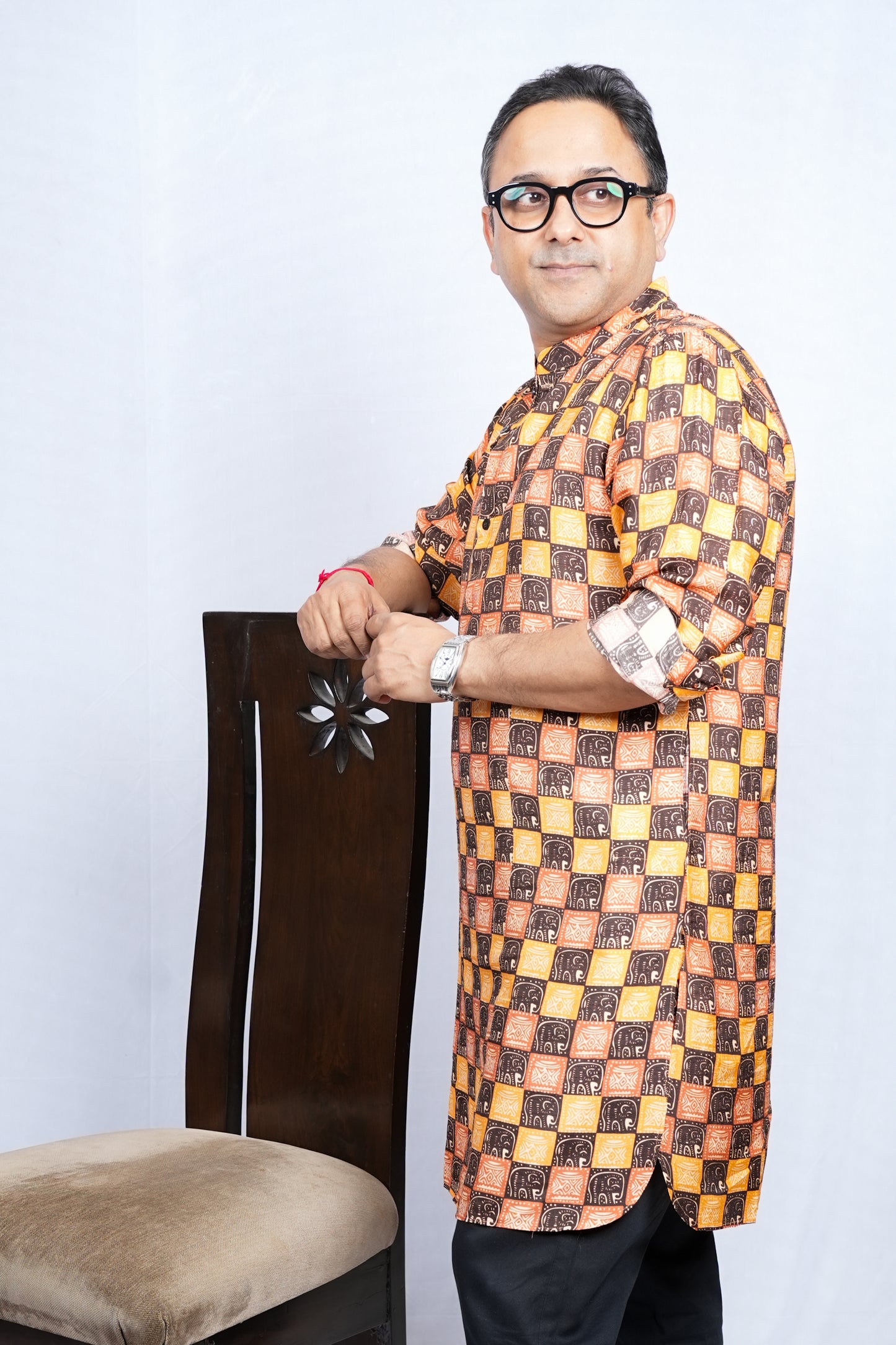 ELEPHANT PRINT TRADITIONAL MEN'S KURTA