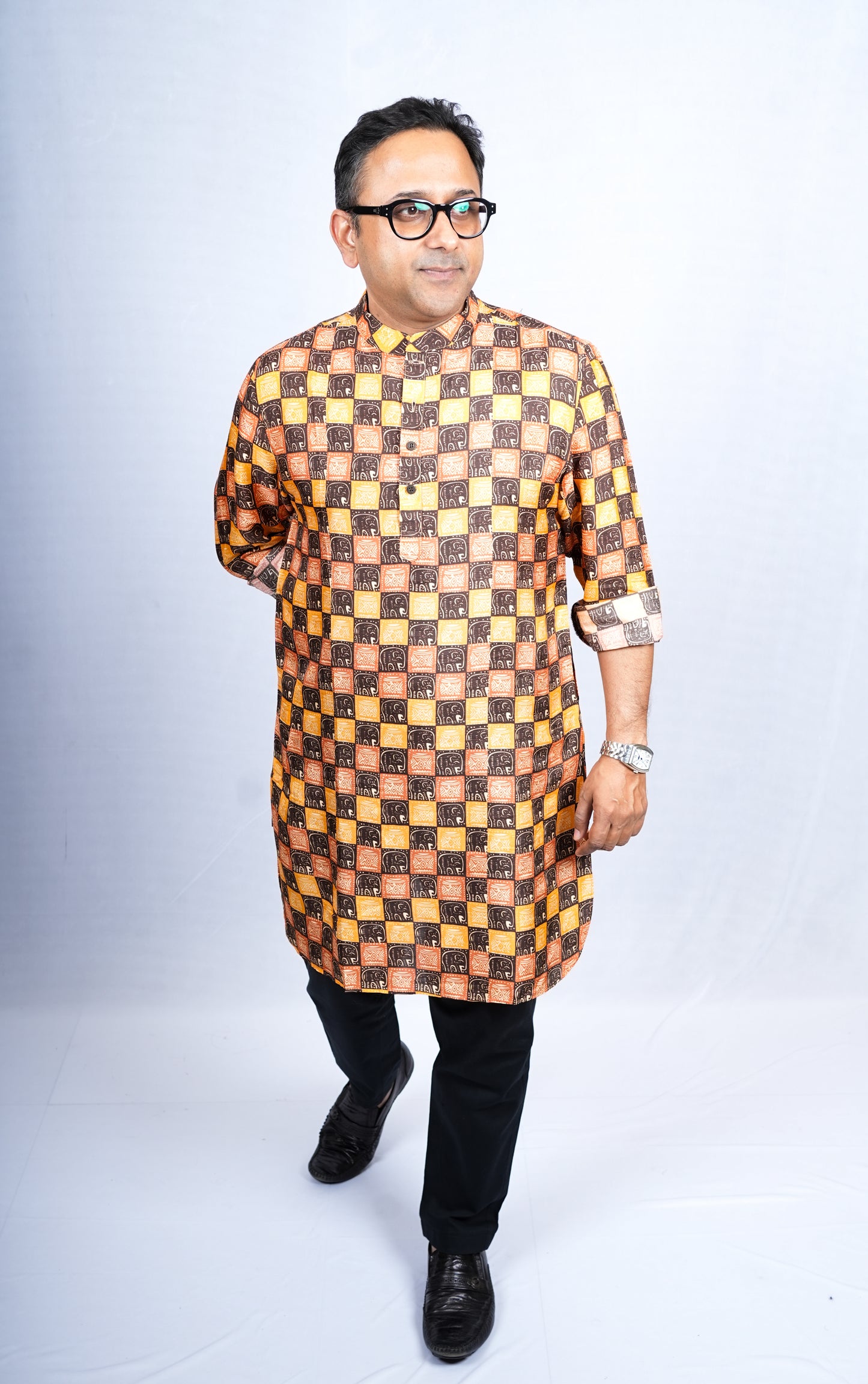 ELEPHANT PRINT TRADITIONAL MEN'S KURTA