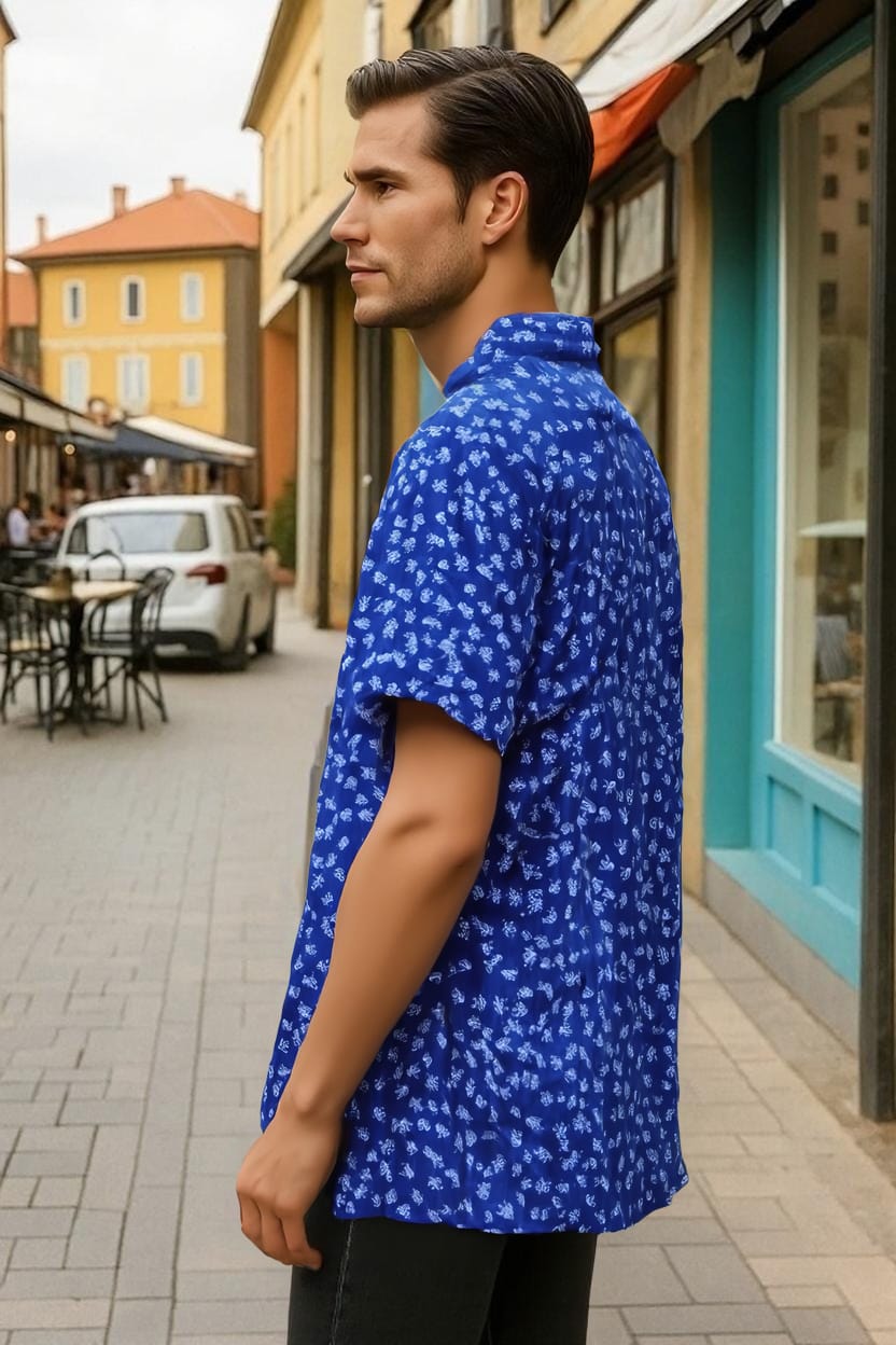 CACTUS PRINTED BLUE SHIRT