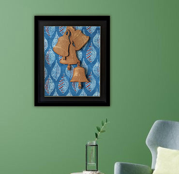 TEMPLE BELLS FRAME - Hand Block Print on Gajji Silk