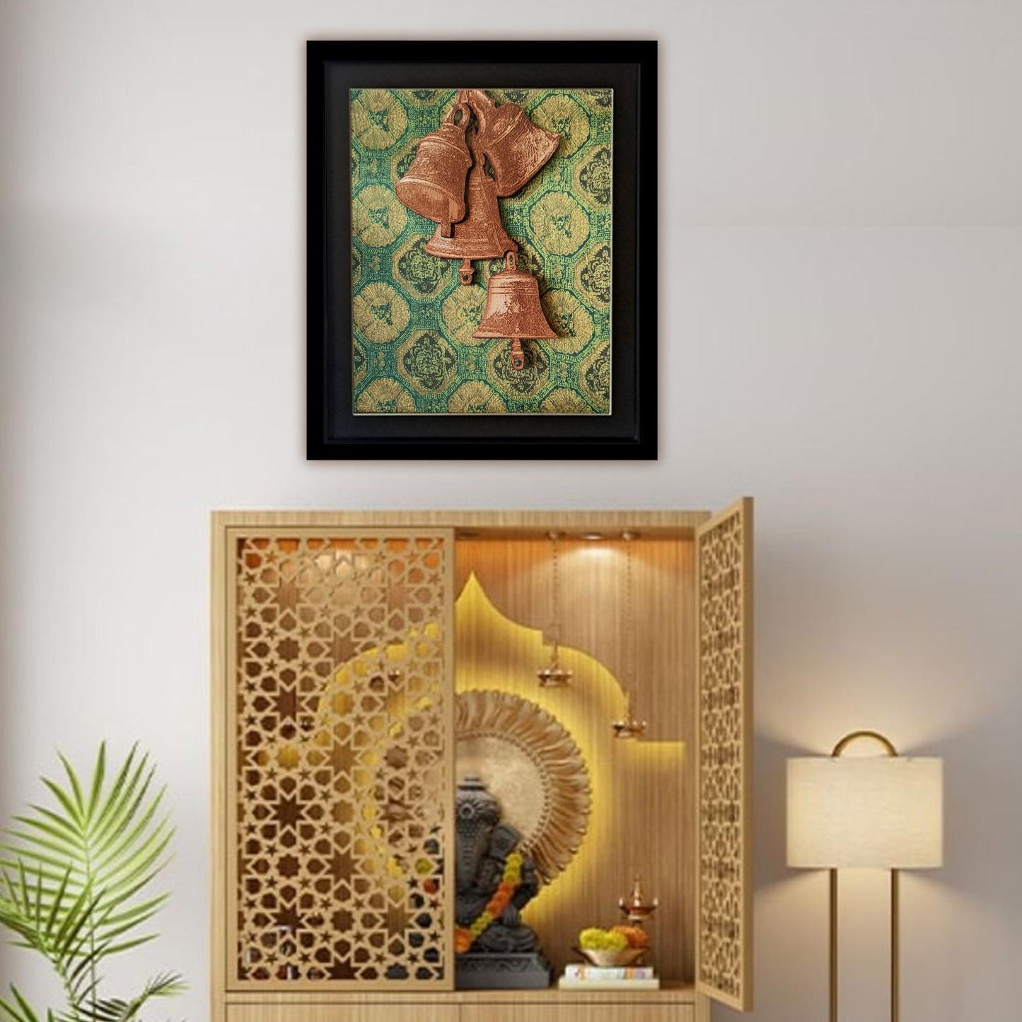 TEMPLE BELLS FRAME -  Geometric Print on Chanderi