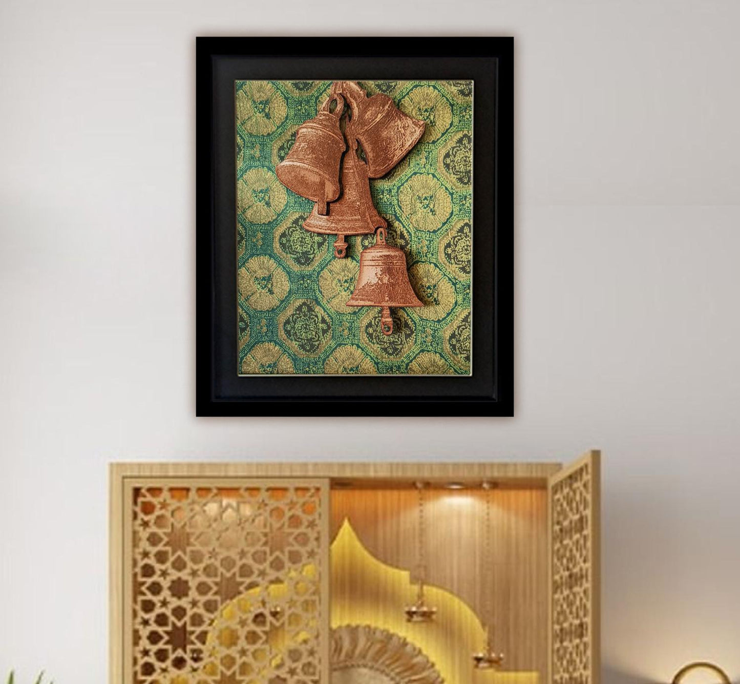 TEMPLE BELLS FRAME -  Geometric Print on Chanderi
