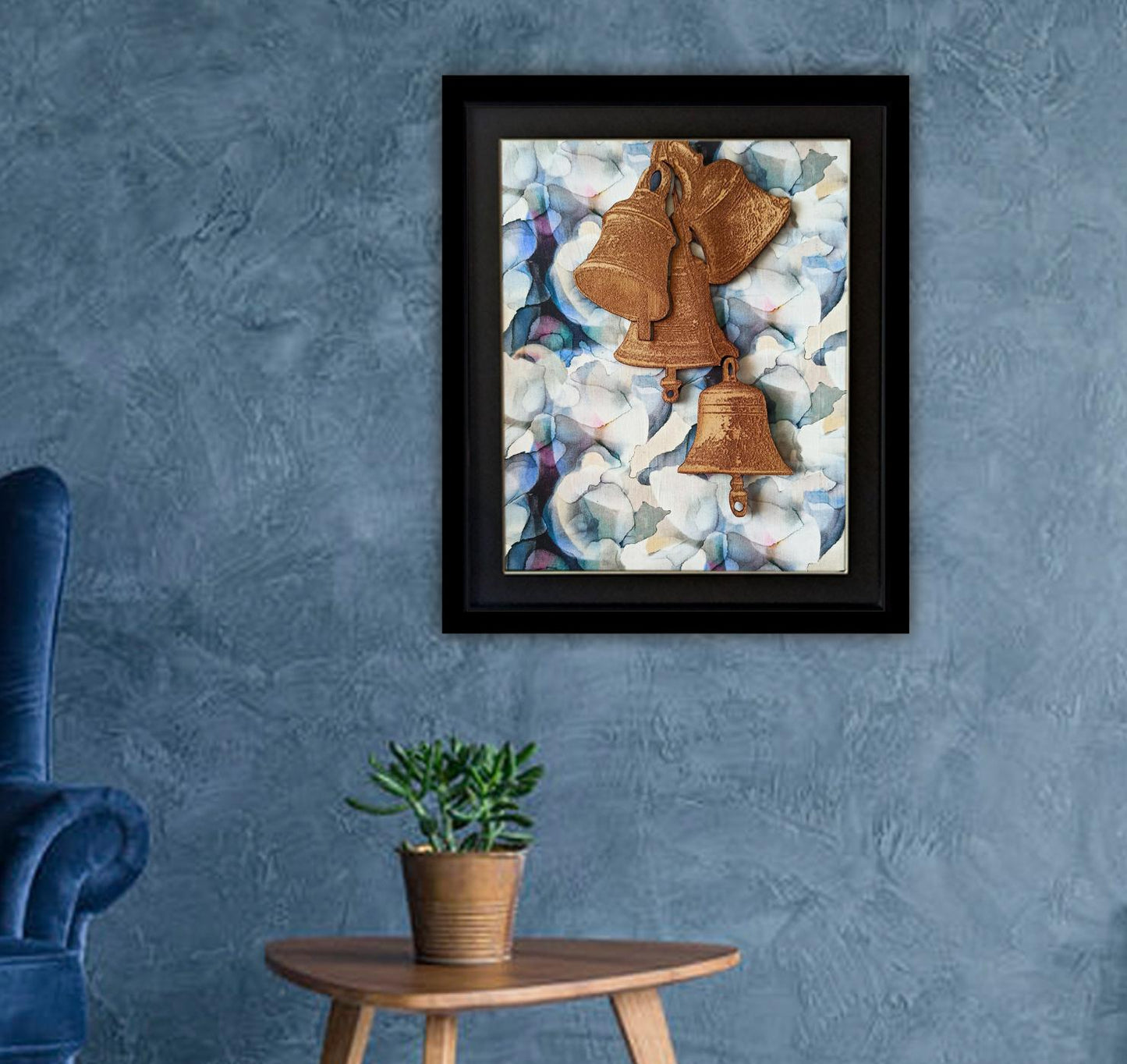 TEMPLE BELLS FRAME - Abstract Print on Modal Satin