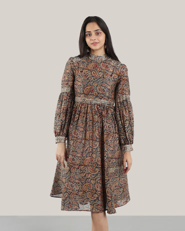 Kalamkari Irish Midnight Dress