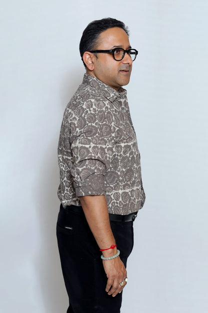 GREY BLOCK PRINTED SHIRT