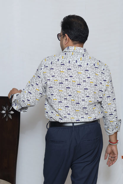 WHITE PRINTED SHIRT
