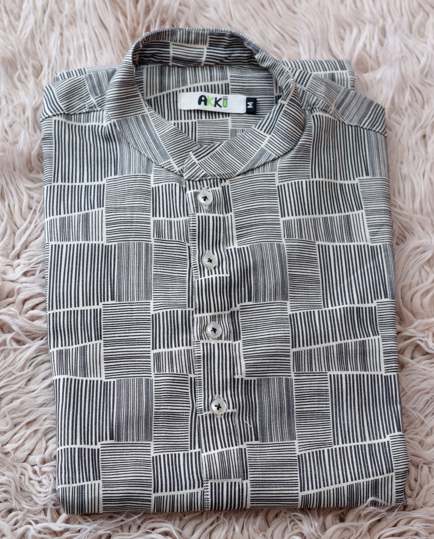 GEOMETRIC LINES PRINTED MEN'S KURTA