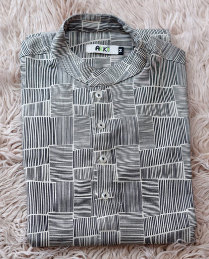 GEOMETRIC LINES PRINTED MEN'S KURTA