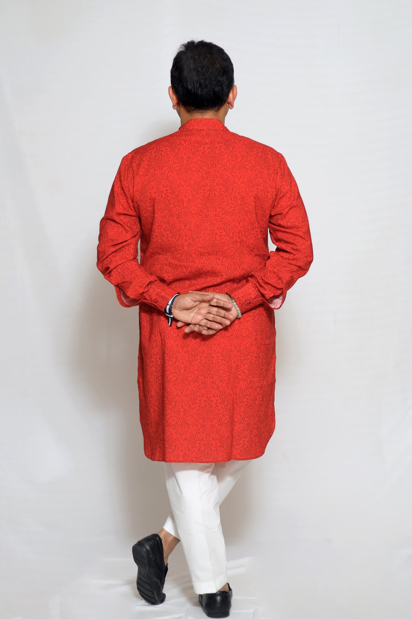 ORANGE ORNATE MEN'S KURTA