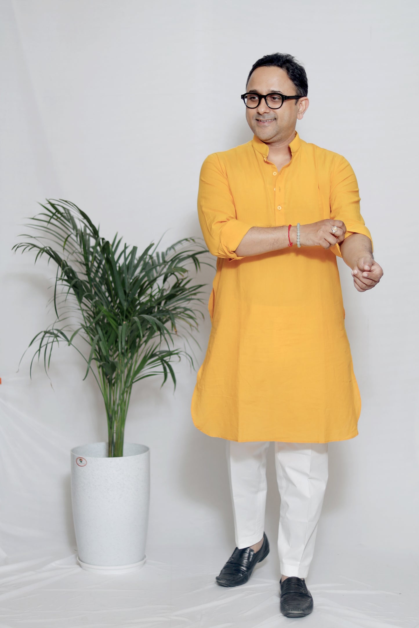 YELLOW MUL COTTON MEN'S KURTA