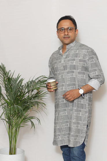 GEOMETRIC LINES PRINTED MEN'S KURTA