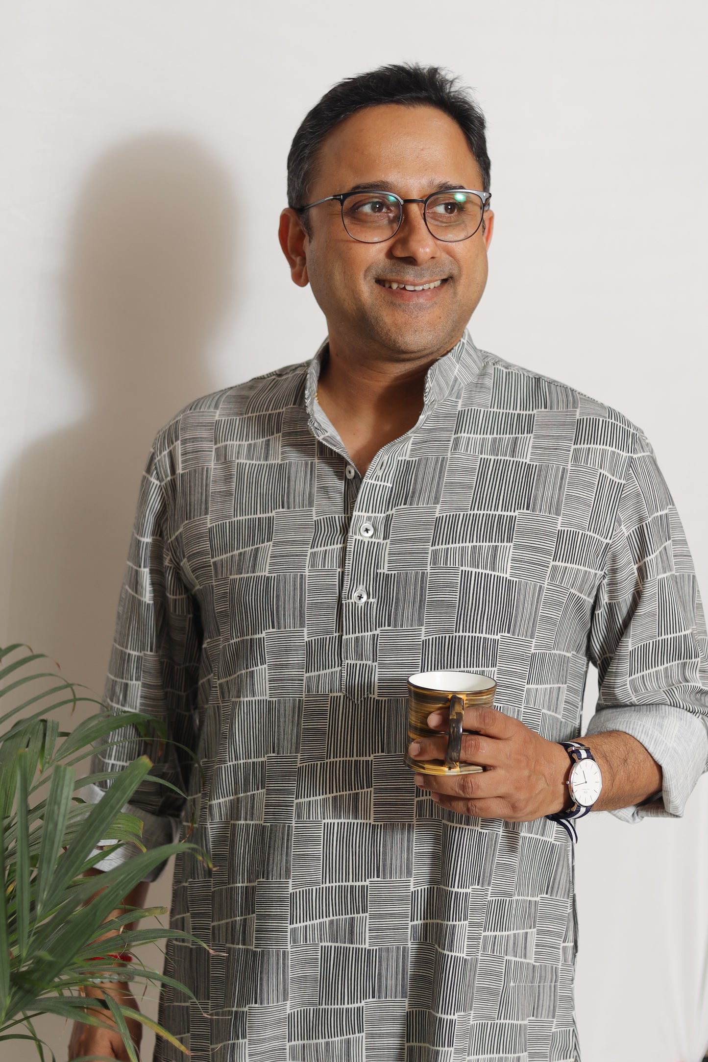 GEOMETRIC LINES PRINTED MEN'S KURTA