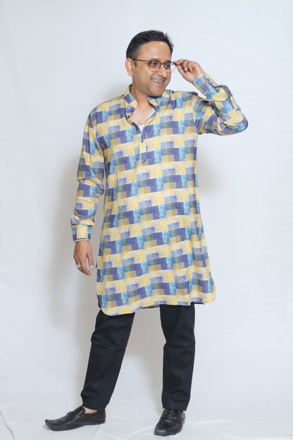 GEOMETRIC PRINTED MEN'S KURTA