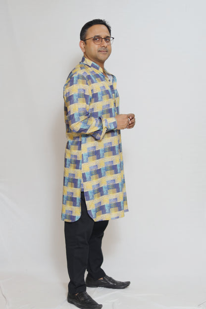 GEOMETRIC PRINTED MEN'S KURTA