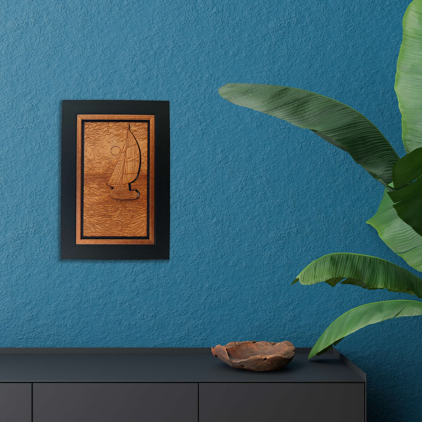 SEA ESCAPE - A picturesque sea escape wood engraved picture Frame