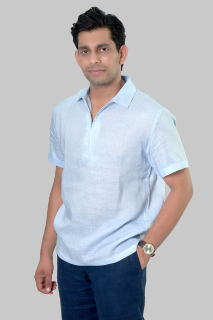 SKY BLUE CLASSIC WOVEN POLO