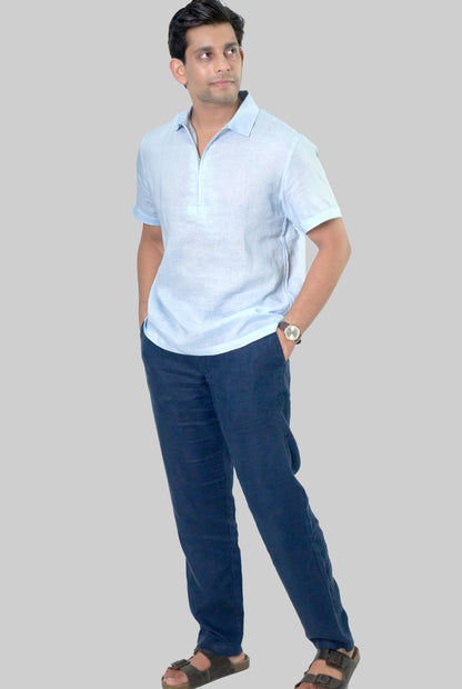 SKY BLUE CLASSIC WOVEN POLO