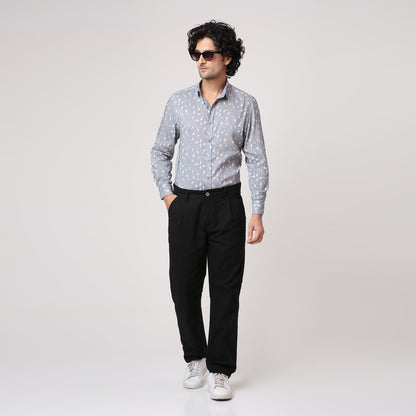 GREY BOTTLE PRINT FULL SLEEVE SHIRT