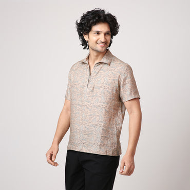 LEAPORD BEIGE WOVEN POLO