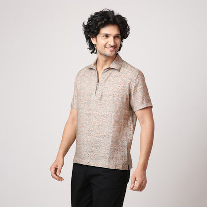 LEAPORD BEIGE WOVEN POLO