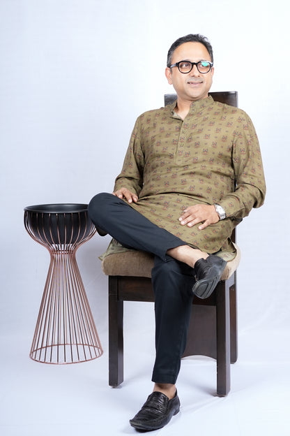 OWL PRINTED MEN'S KURTA