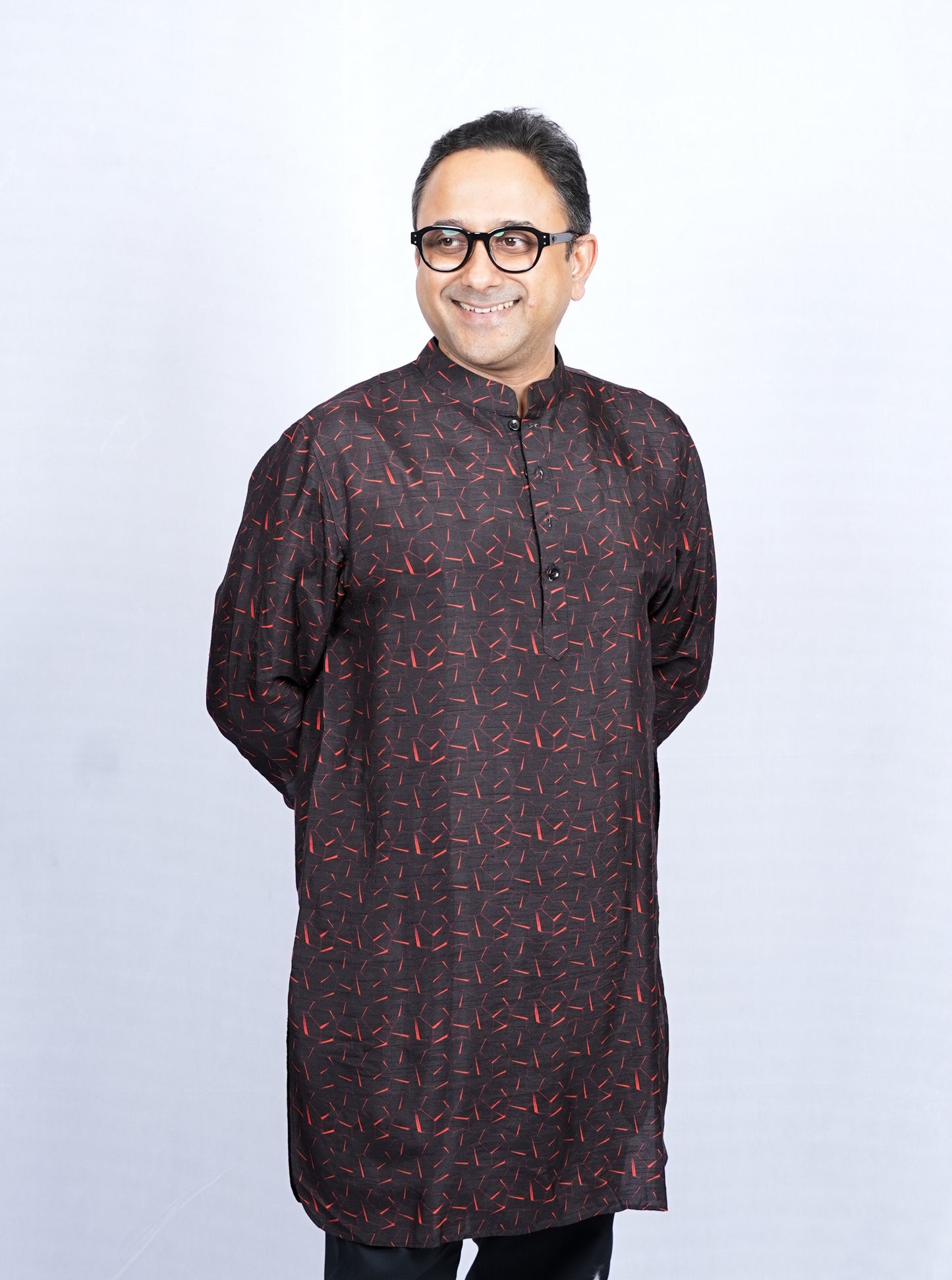 GEOMETRIC PATTERN PRINT MEN'S KURTA