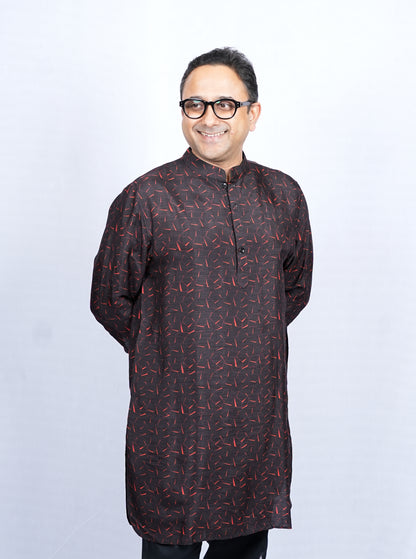GEOMETRIC PATTERN PRINT MEN'S KURTA